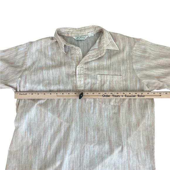 Vintage Lilly Dache Men's Short Sleeve Shirt Tan Stripe Retro Design 1970's - Picture 6 of 9